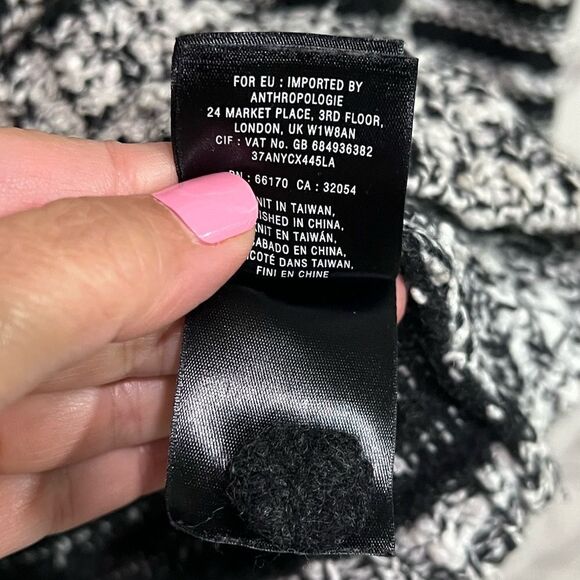 Moth Anthropologie Tunic Sweater Sz S Black White Marled Lace Detail Wool Blend - Picture 7 of 9